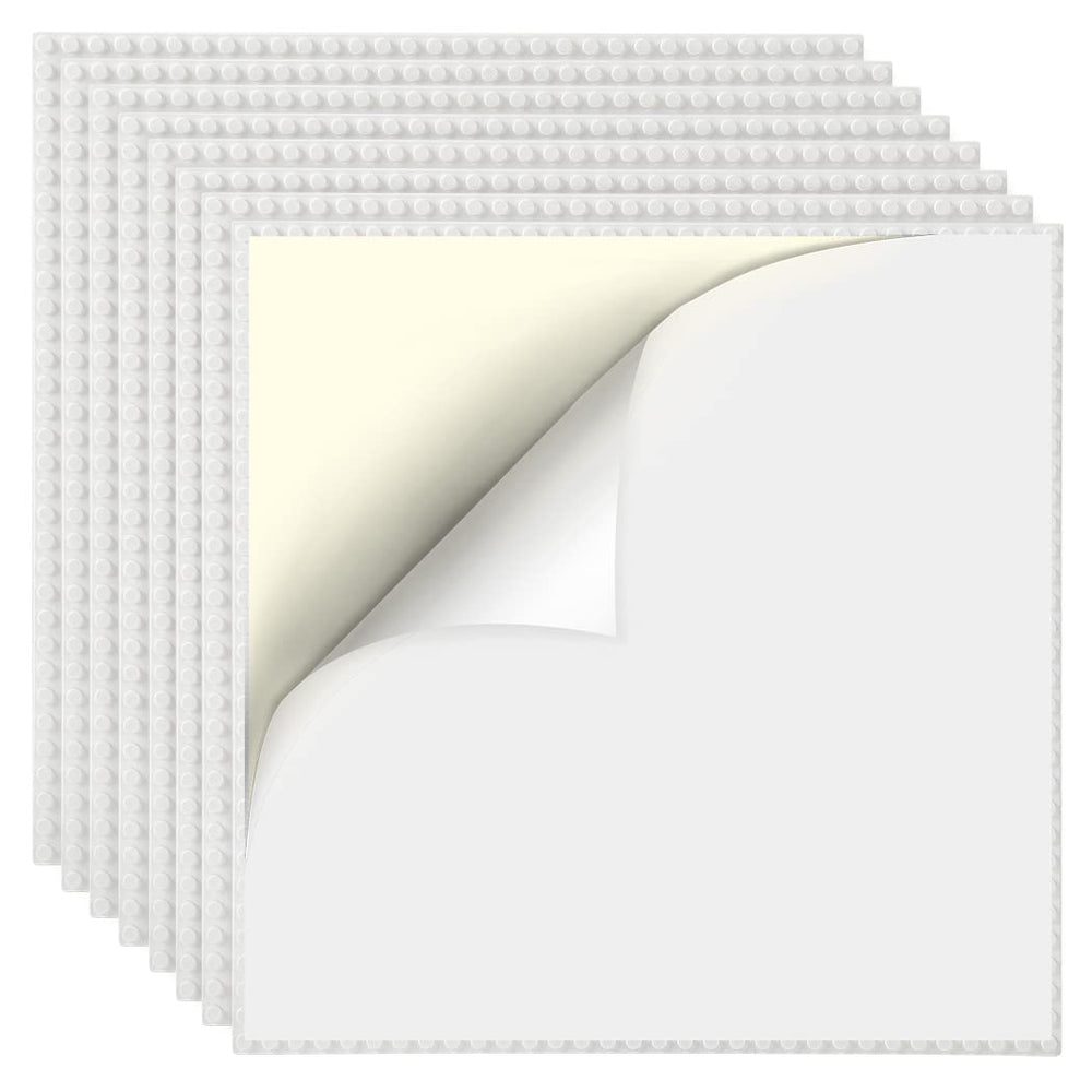 Etarnfly 8-pack white baseplates 10-inch provide sturdy, reusable play surface for creative builds.