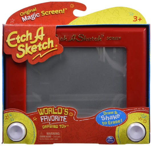 Etch A Sketch Classic Sketch multicolor knobs enable horizontal and vertical drawing.