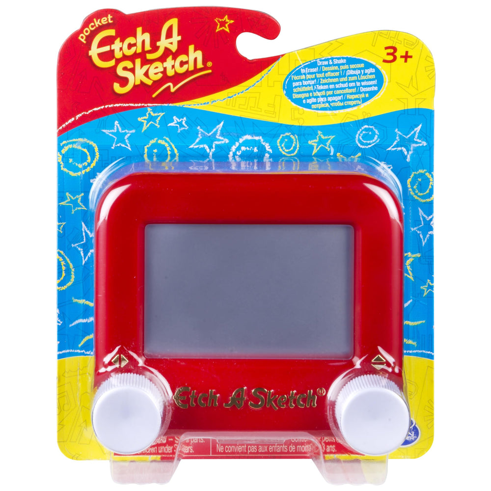 Etch A Sketch Mini pocket frame drawing, portable and screen-based creativity on the go