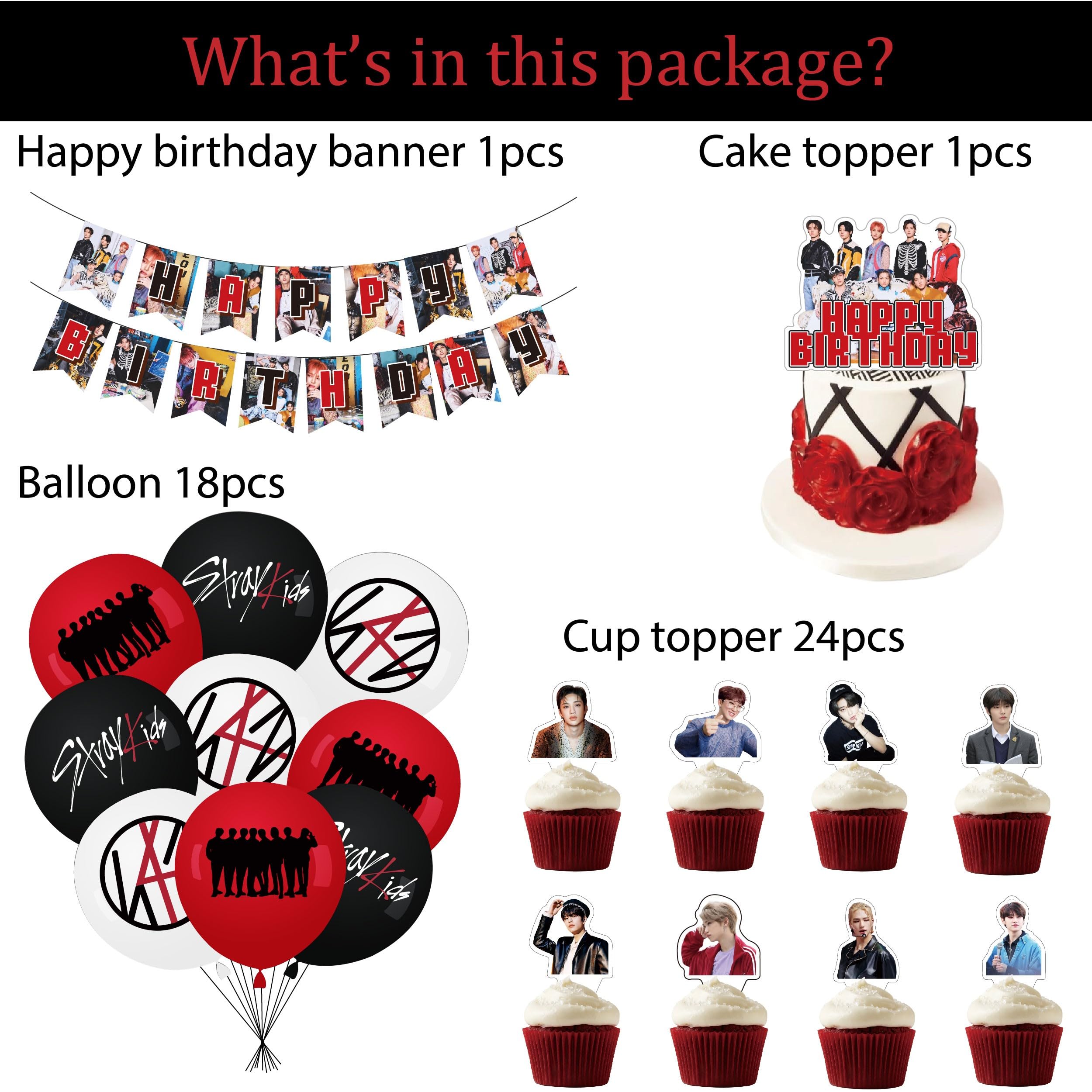 eTel Like Stray Kids 5 Star cake topper adds focal charm.