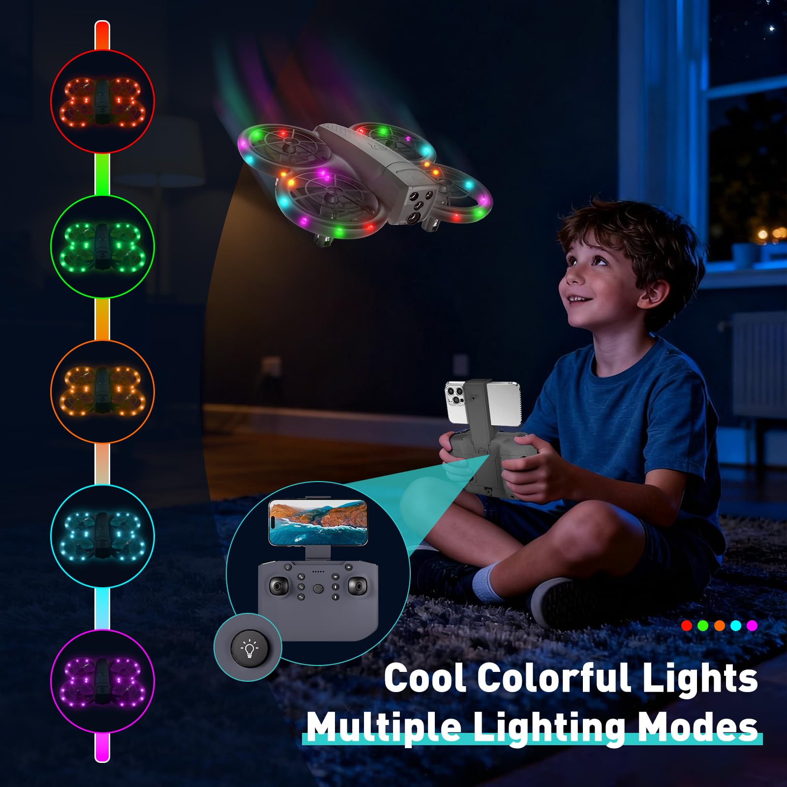 Eterfun mini drone with LED lights creates stunning night flights and impressive visuals