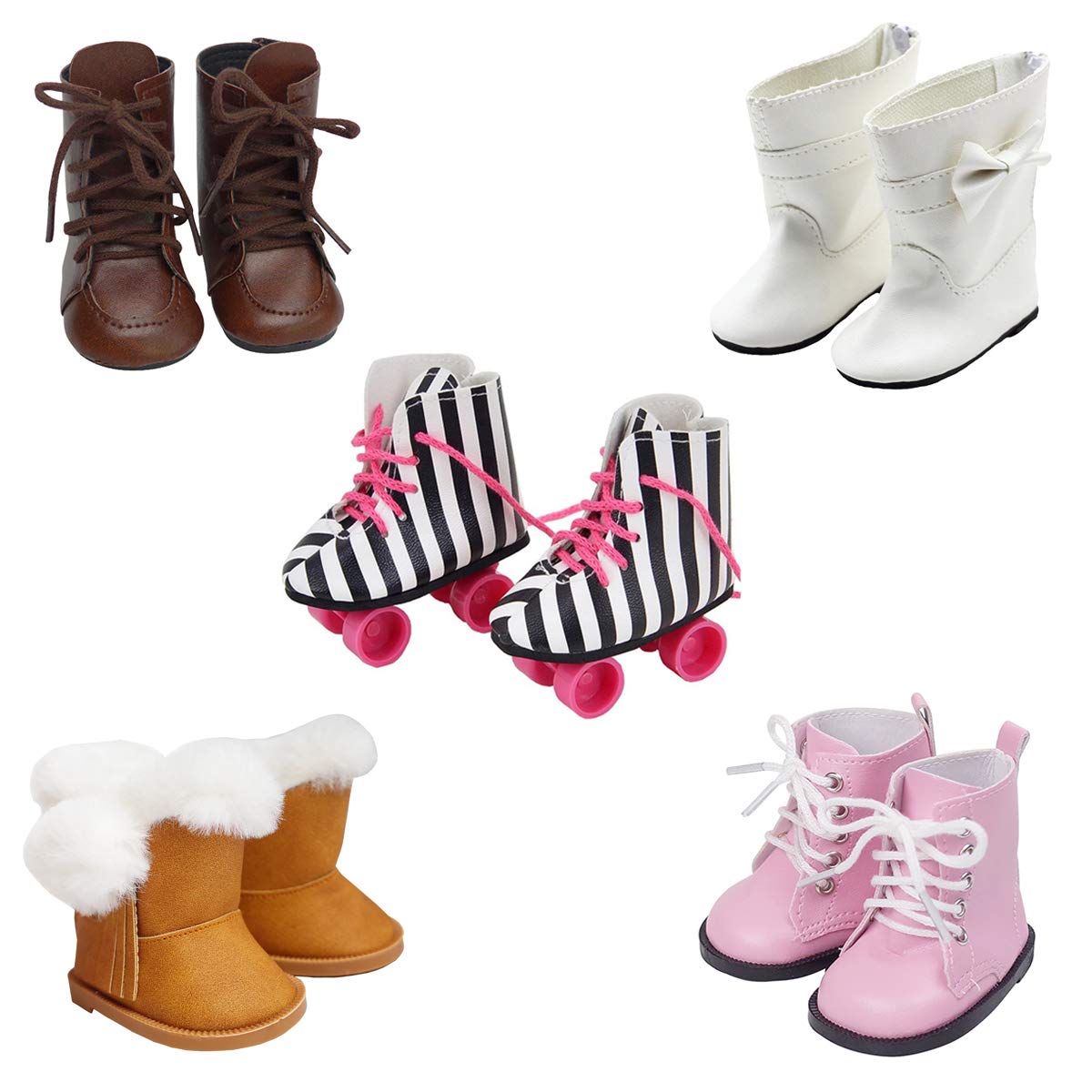 Etistta boots, skates, and sandals enable quick outfit changes for 18-inch dolls.