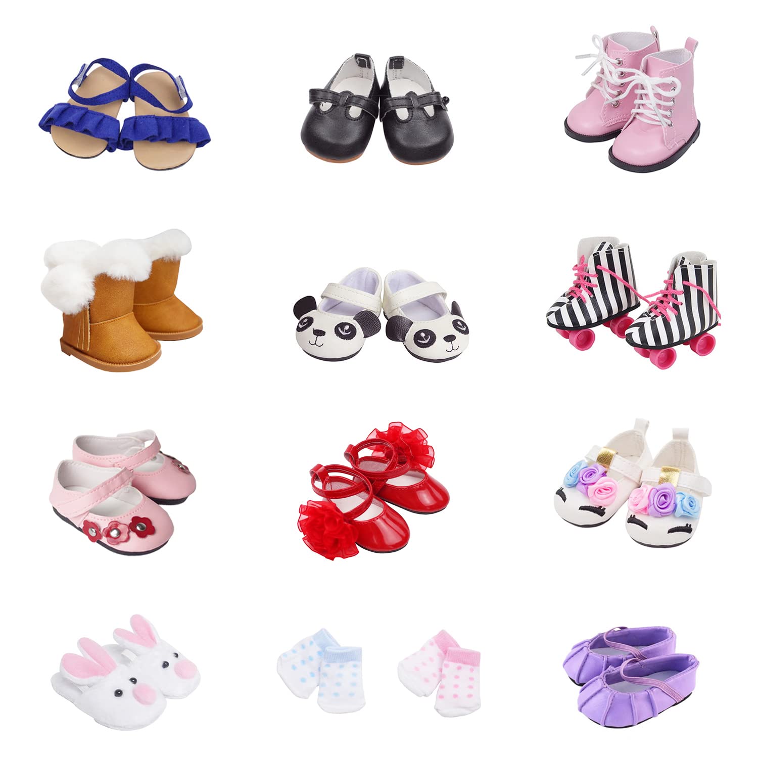 Etistta doll shoes variety pack for 18-inch dolls with stylish options.