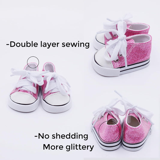Etistta glitter canvas doll shoes in red brighten playtime and accessorize outfits