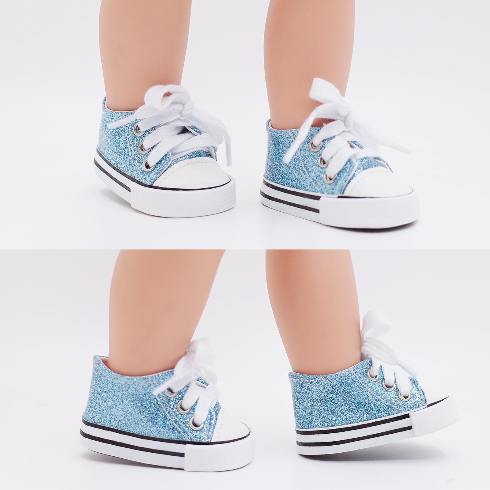 Etistta glitter canvas doll shoes in white create clean, classic doll looks
