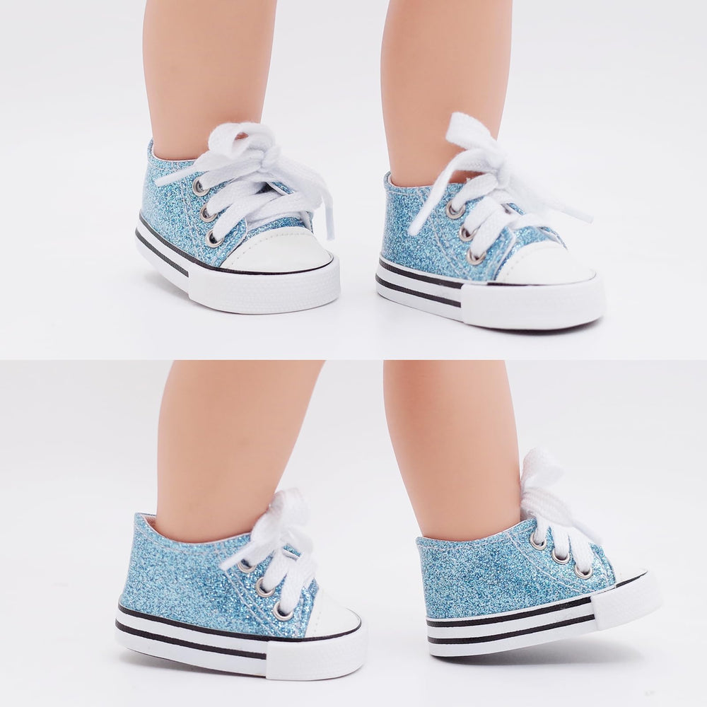 Etistta glitter canvas doll shoes in white create clean, classic doll looks