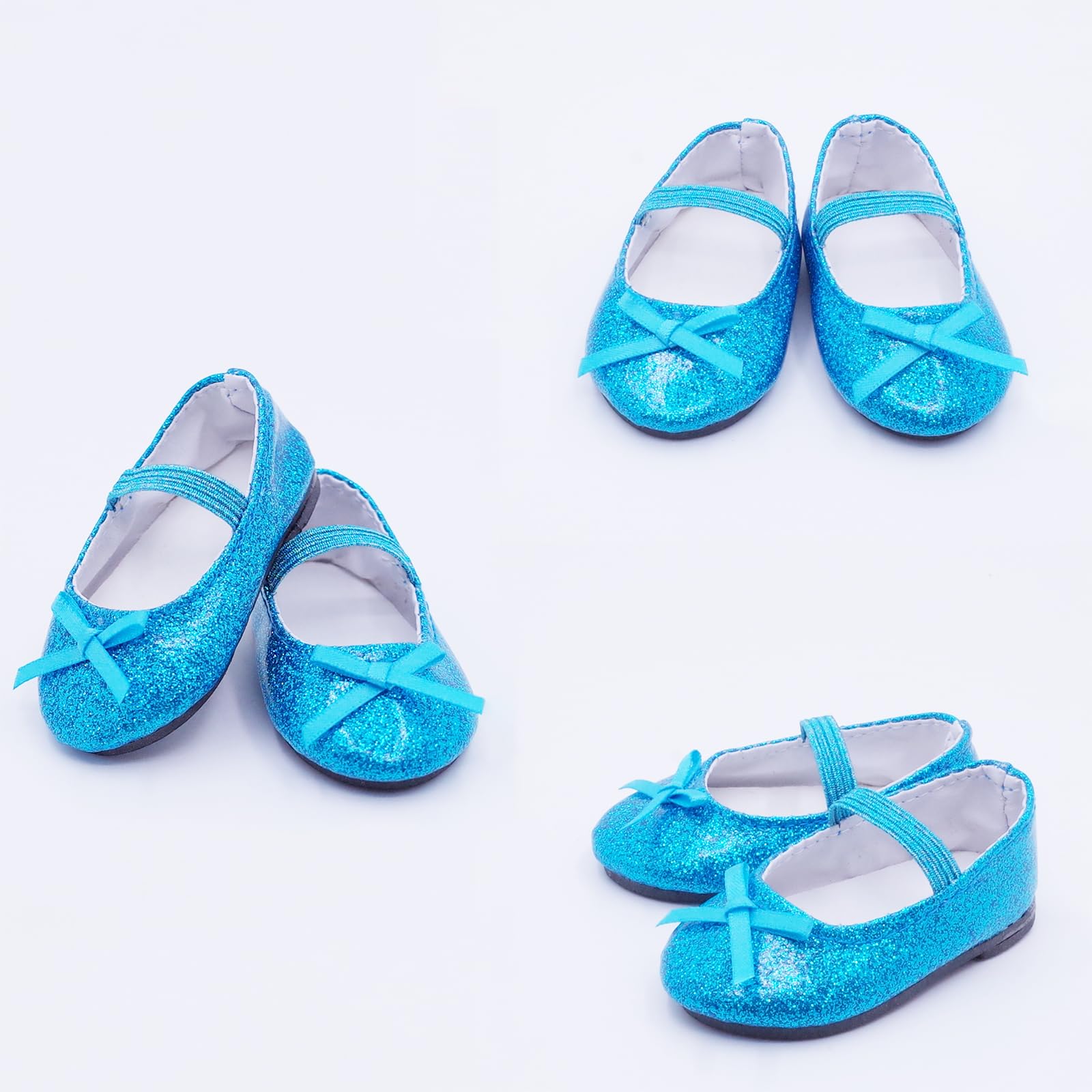 Etistta glitter doll shoes blue for bold color pops on 18-inch dolls