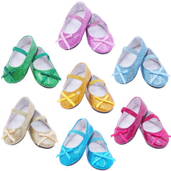 Etistta glitter doll shoes pink purple for 18-inch dolls with sparkling finish