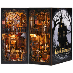 ETKVR dark-family book nook mansion with eerie glow enhances gothic shelf decor