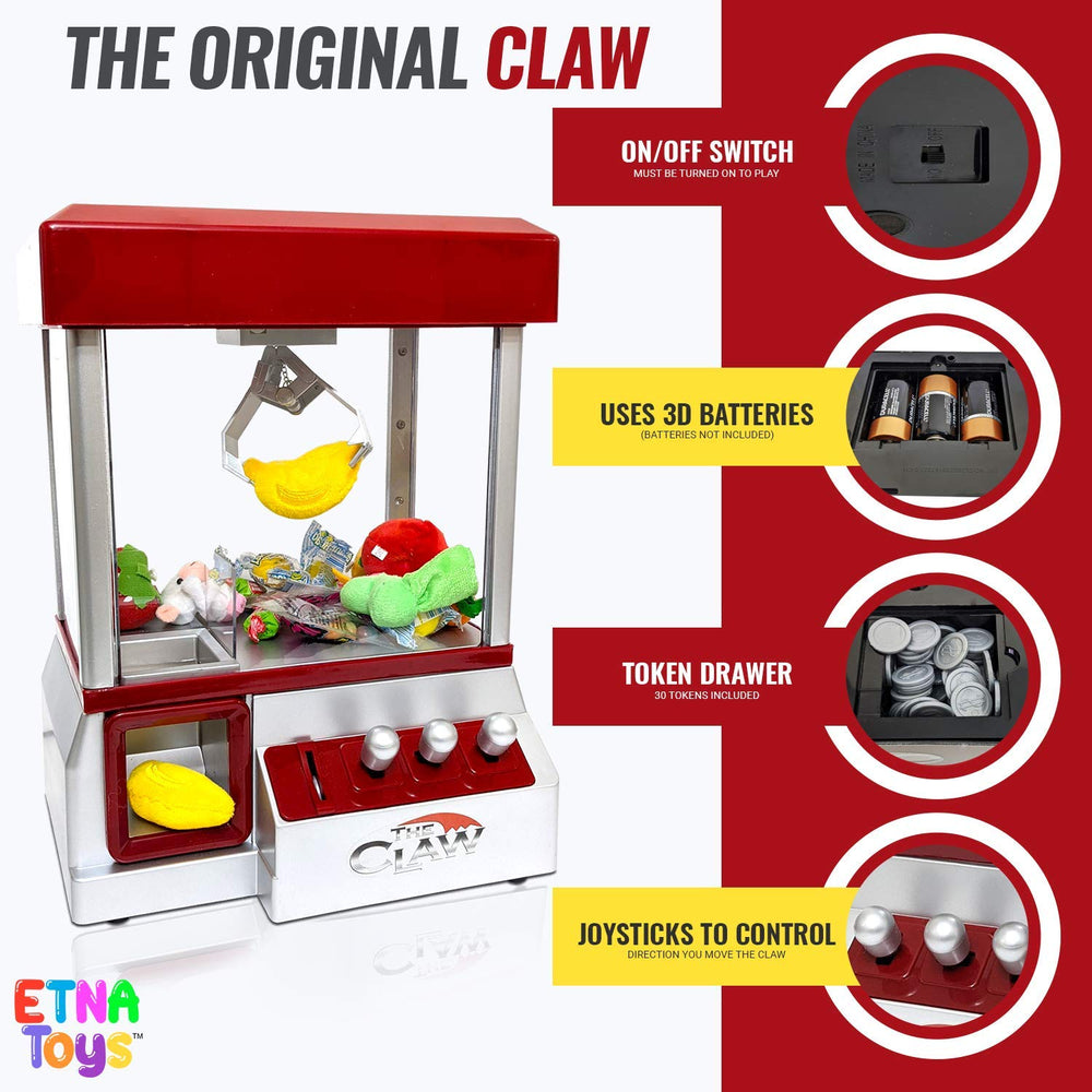 Etna Electronic Arcade Claw Machine side control panel showing precise levers for interactive play.