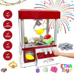 Home party setup with Etna arcade claw machine creating shared fun.