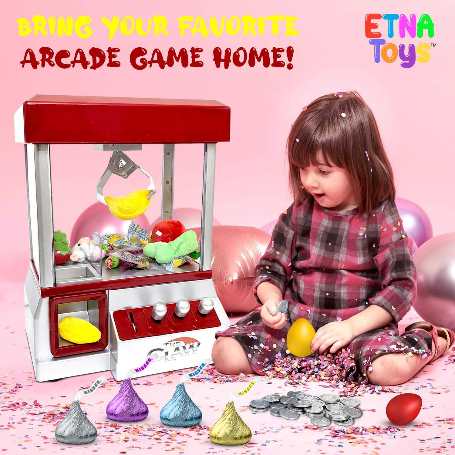 Spacious Etna claw cabinet holds more prizes for longer gaming sessions.