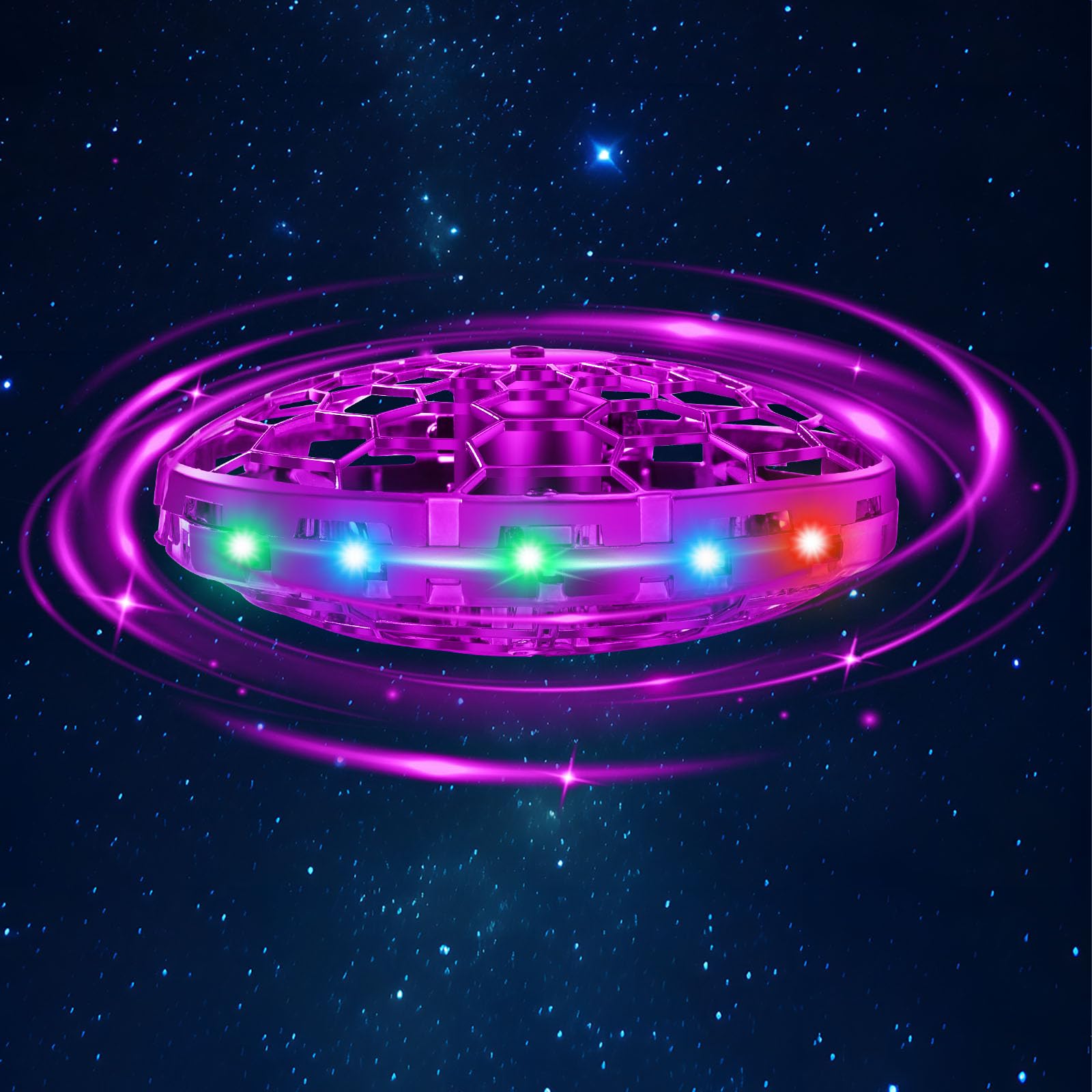 ETPlanet hand-operated flying drone in pink enables safe indoor play.