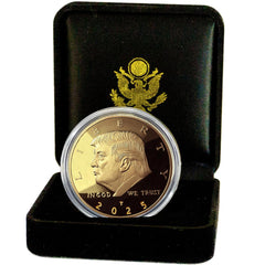 eTradewinds Donald J. Trump 2025 Liberty Eagle coin in velvet display case for elegant display