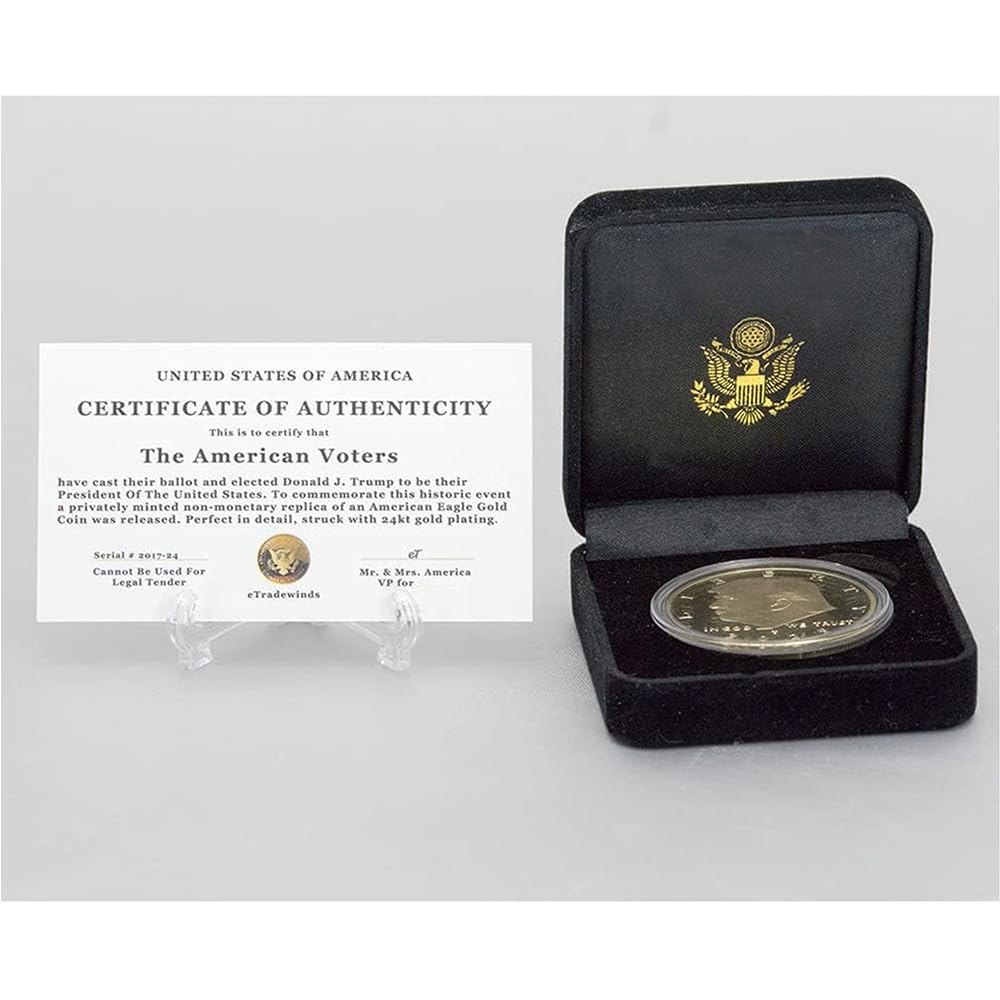 eTradewinds 45-47 gold coin on display stand for easy viewing