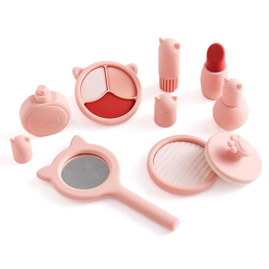 Etucdose silicone makeup toys set in pink case for imaginative play and fine motor skills.