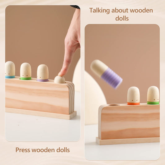 Etucdose wooden color-sorting toy promotes fine motor skills during grasping.