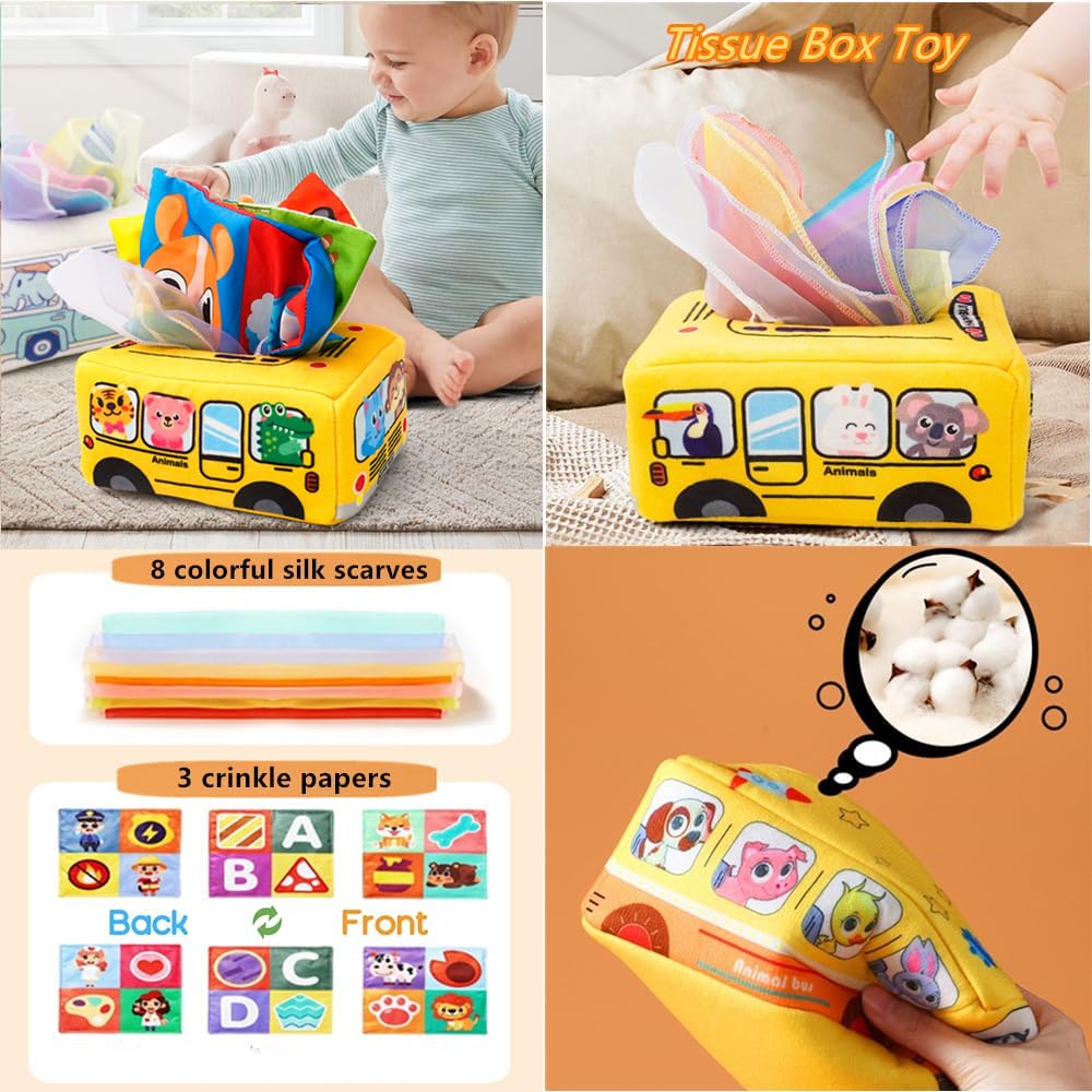 Etyat sensory tissue box engages textures and colors for early exploration.