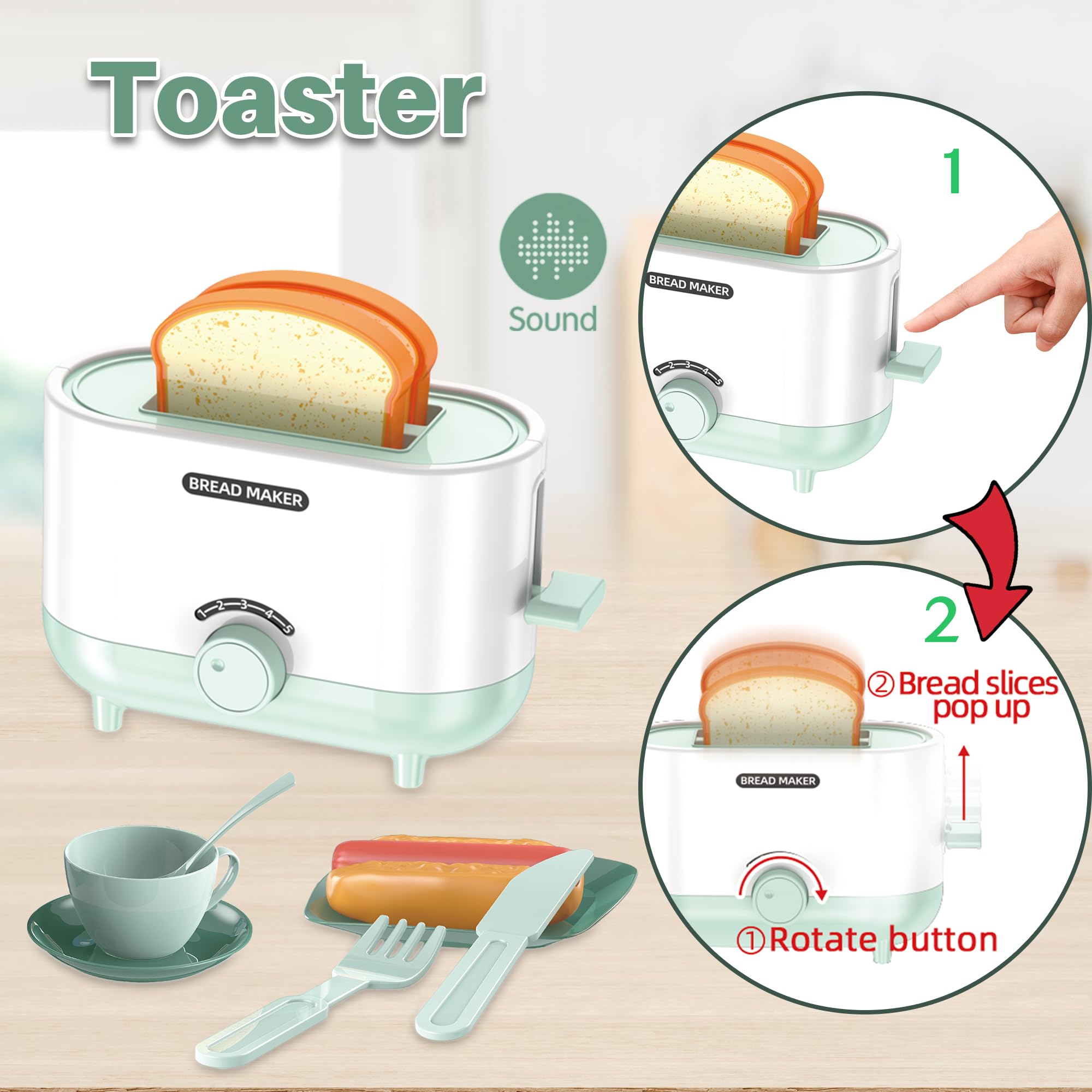 Euanze mixer toy with whirring action for cake batter play
