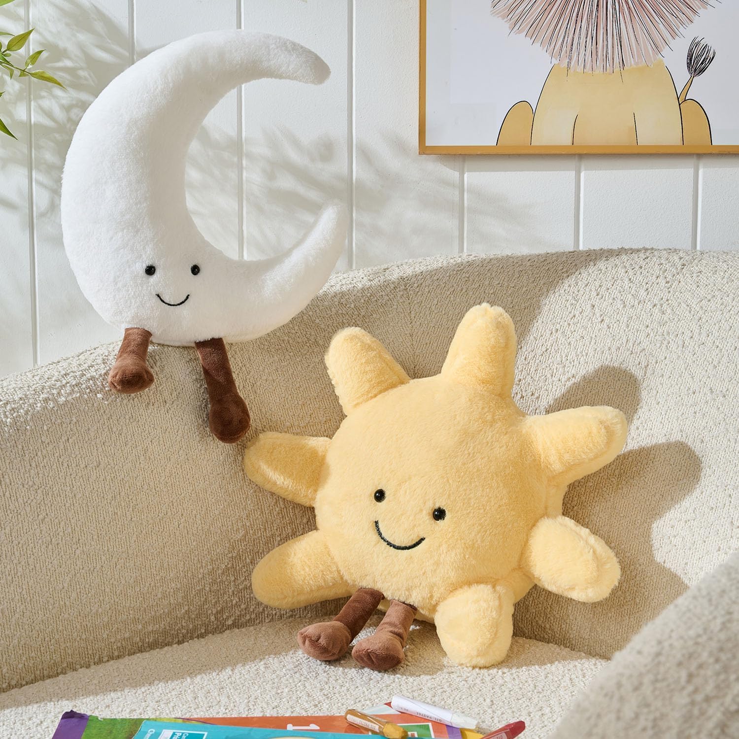 EUEGWYX Sun and Moon plush in a backpack ready for travel