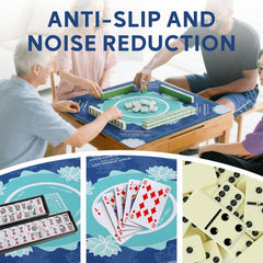 Eueiykw Mahjong Mat blue surface waterproof and easy to wipe clean