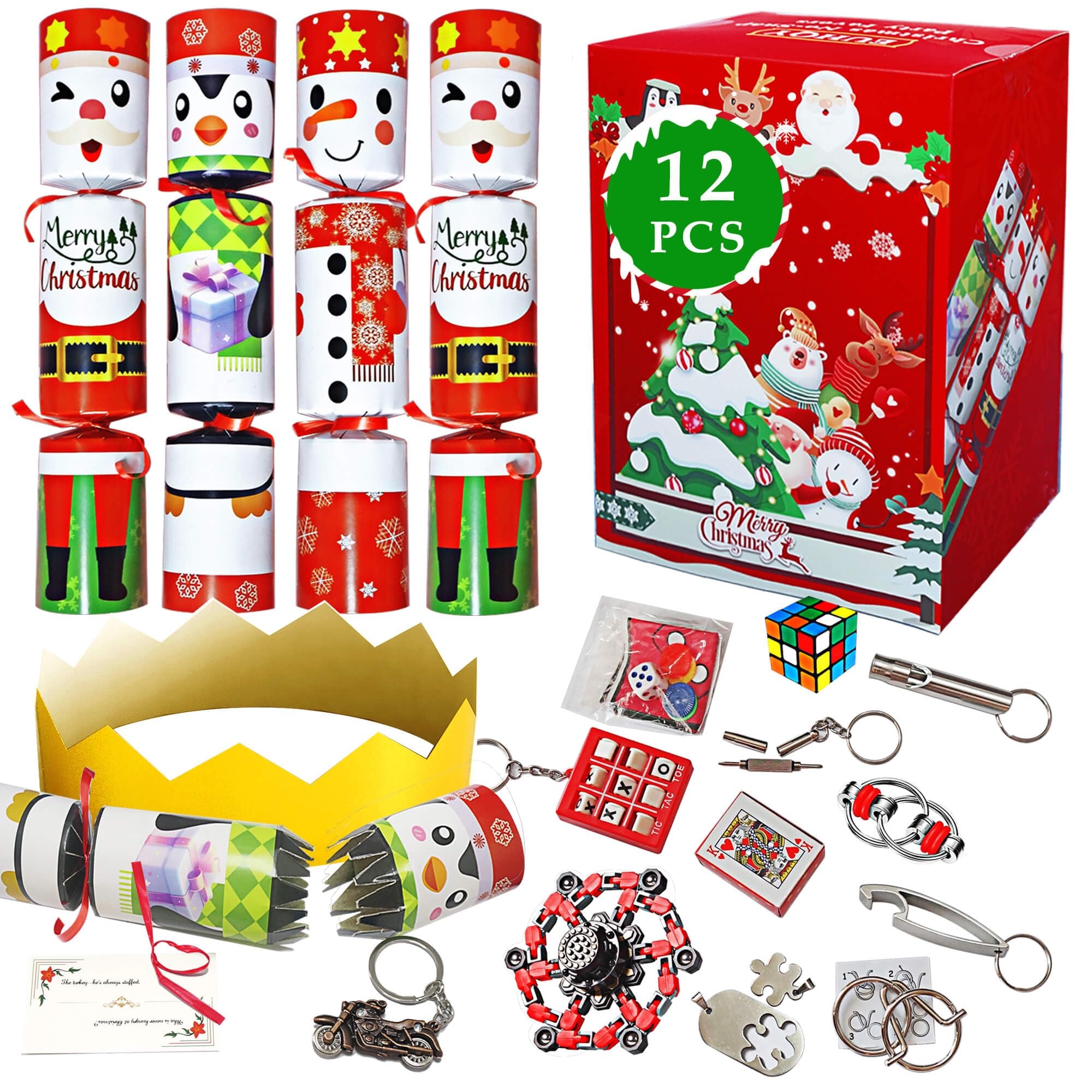 EUHQY snowman non-snap party favor with crown hat for festive decor and a surprise gift inside