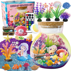 EUHQY Mermaid Terrarium Kit finished display showing a vibrant craft