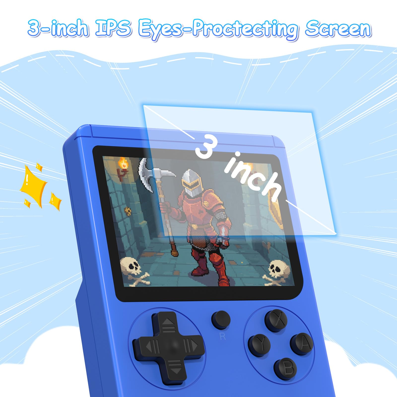 Euiyi Retro Gaming Console connected to TV with AV cable for bigger screen