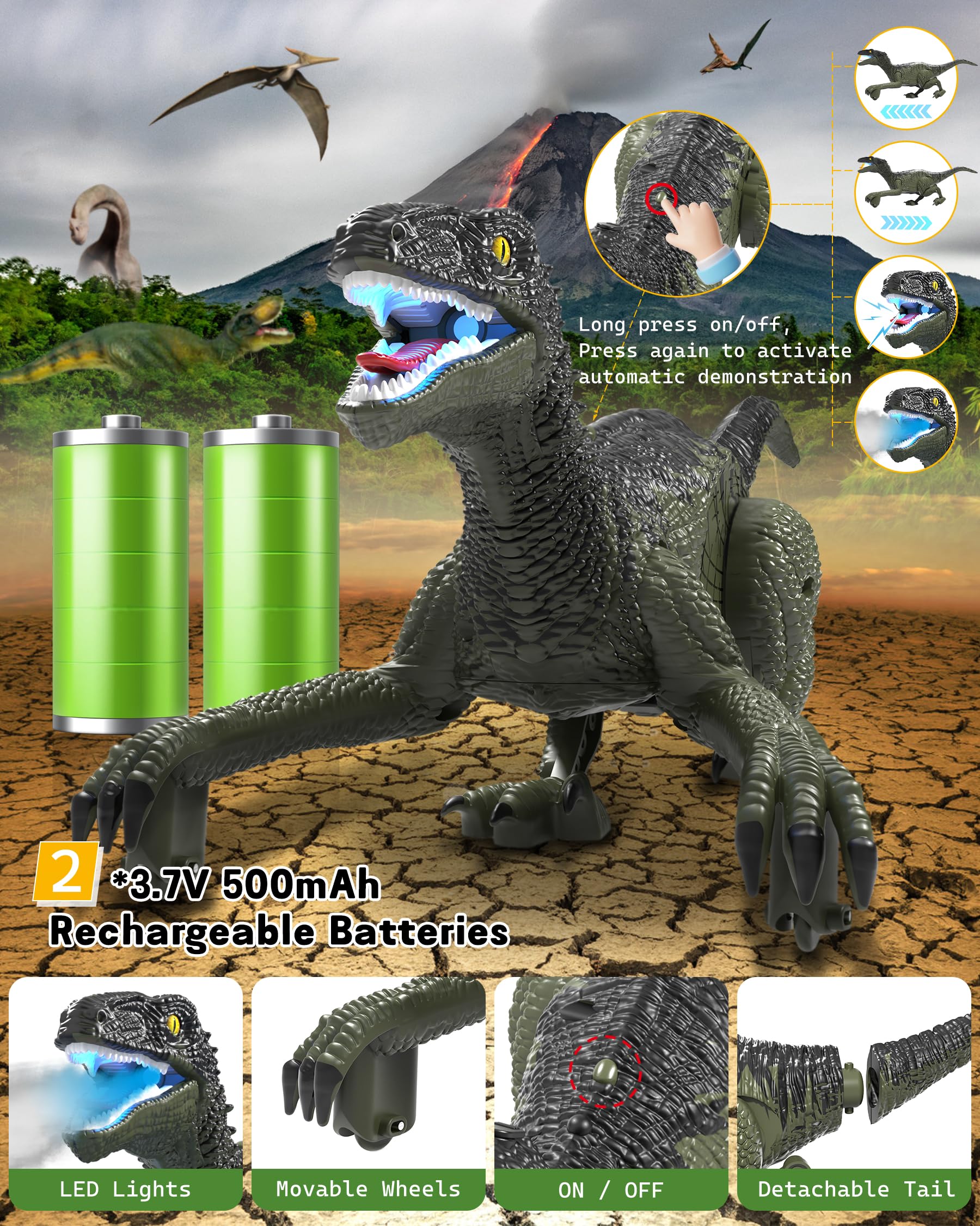 Eulogia RC dinosaur car spray and roar for immersive stories.