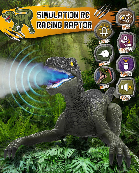 Eulogia RC dinosaur car walking action showing realistic leg movement.