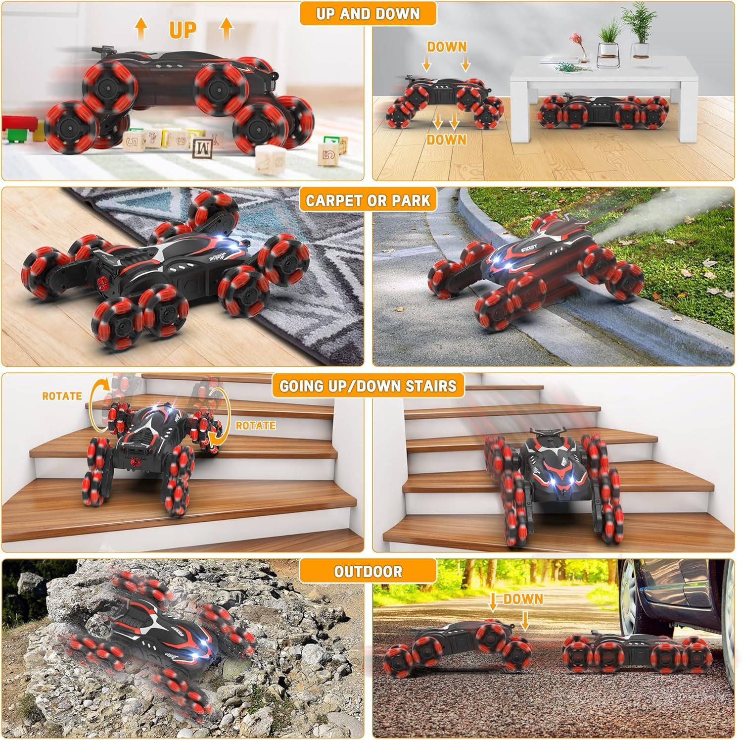 Eulogia RC car with LED lights for dynamic nighttime play.