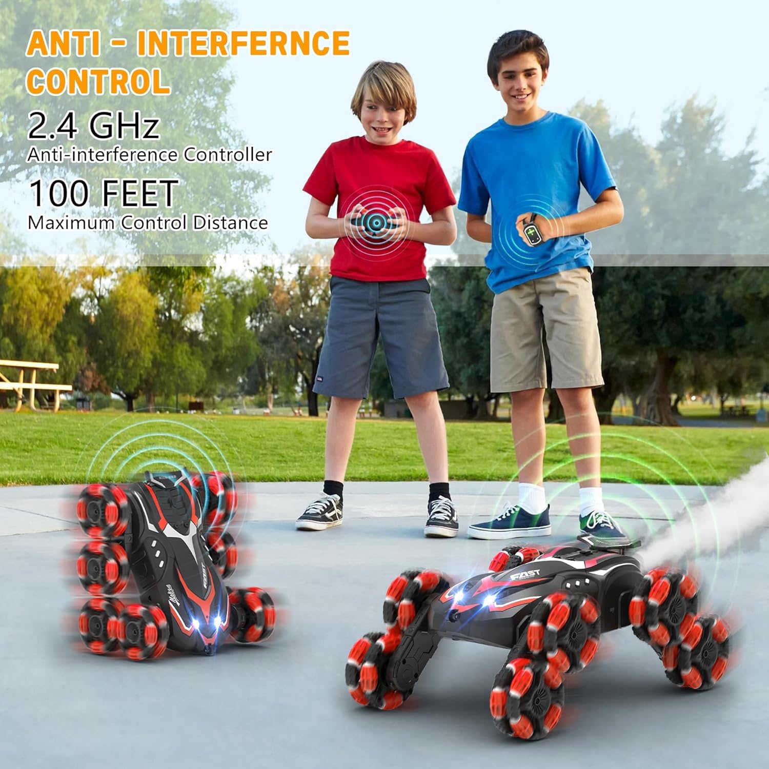 Eulogia RC car with side rotation and drift on carpet.