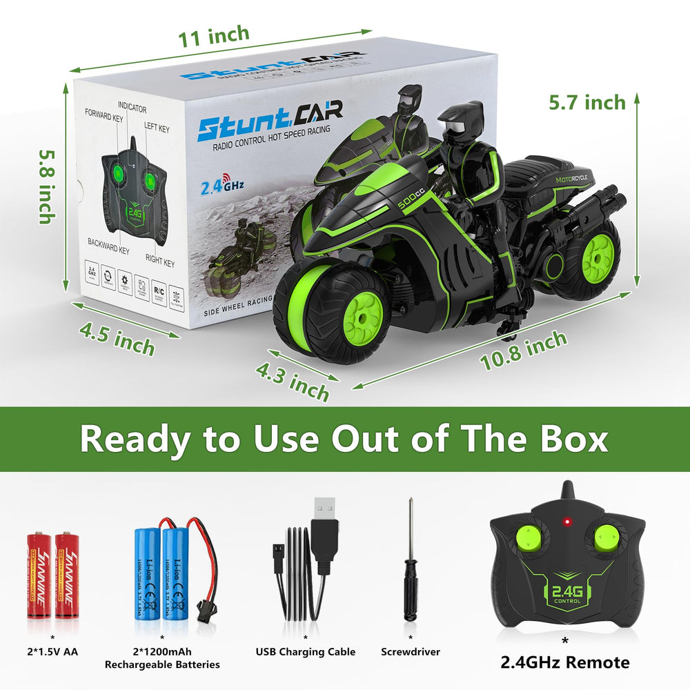 Eulogia RC motorcycle offering multi-directional drift and versatile adventures.