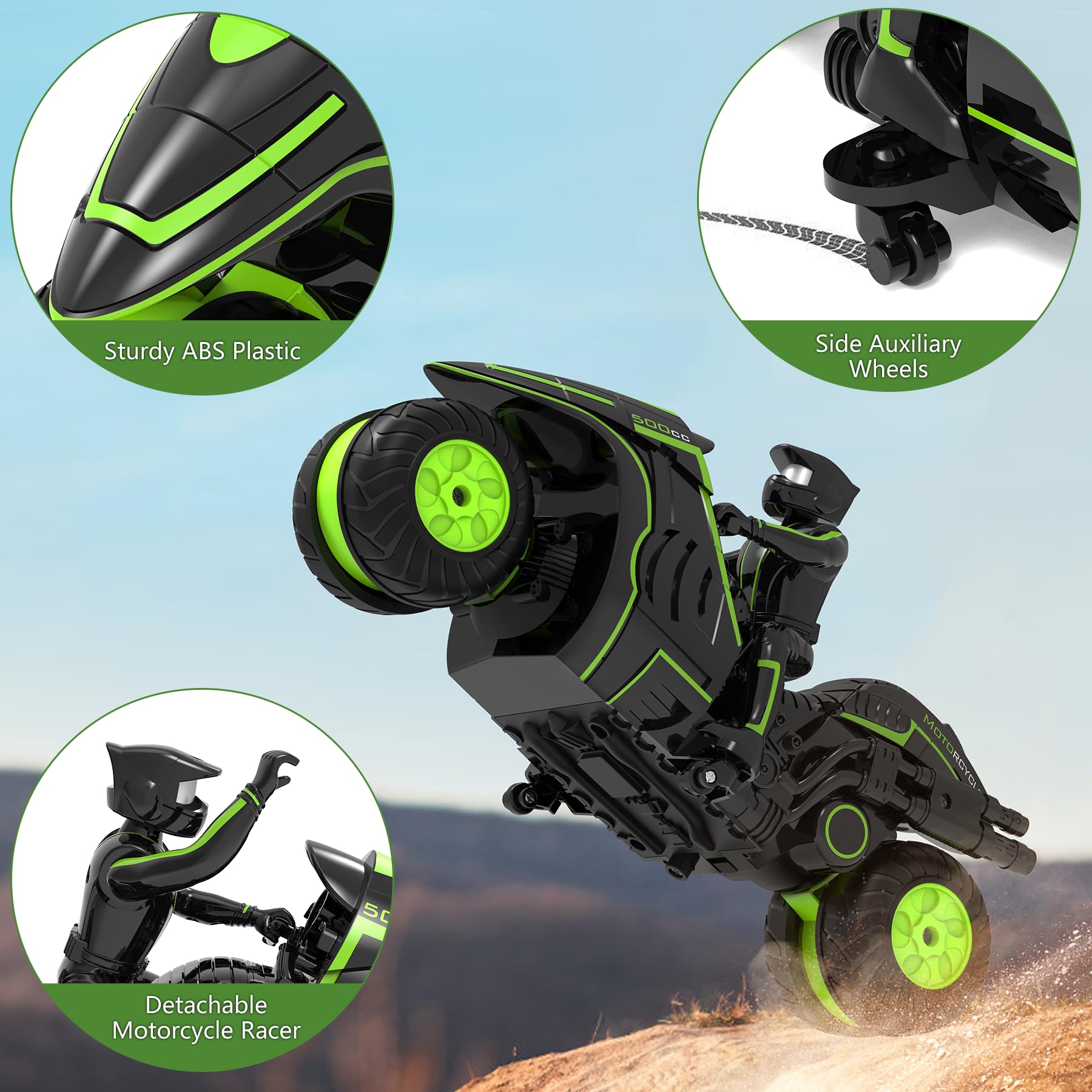 Eulogia RC motorcycle featuring a realistic rider figure for immersive pretend play.