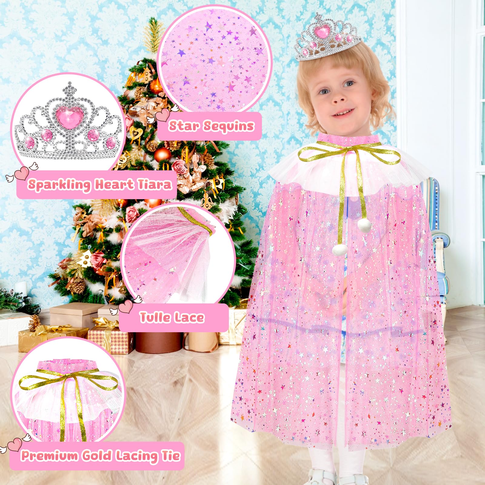 EULRGAUS pink cape completes mix-and-match princess outfits.