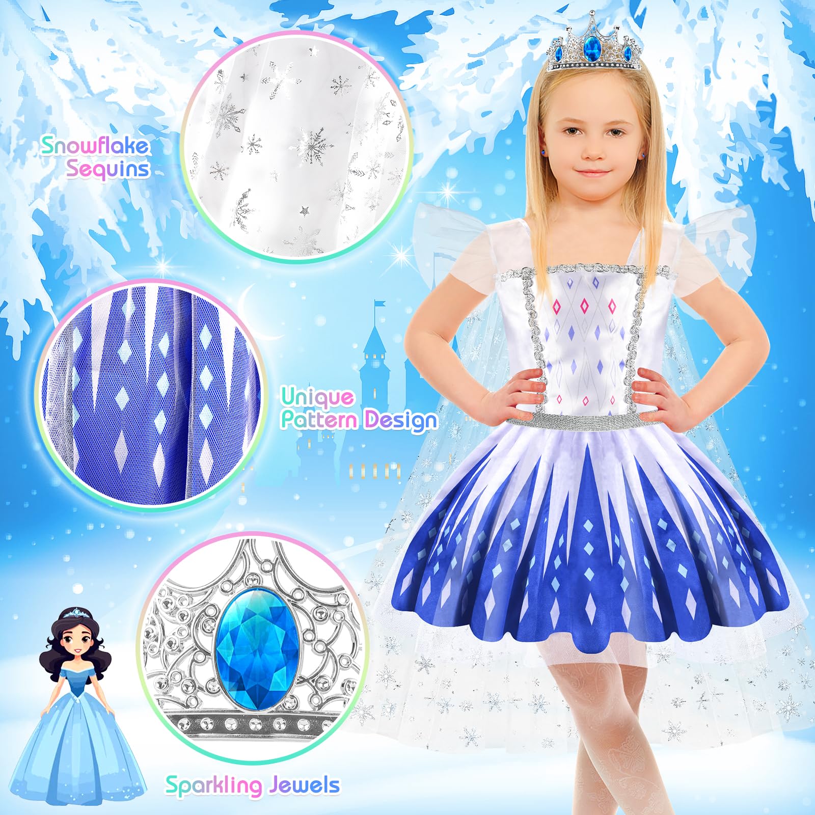 EULRGAUS princess dress in pink theme for lively pretend play