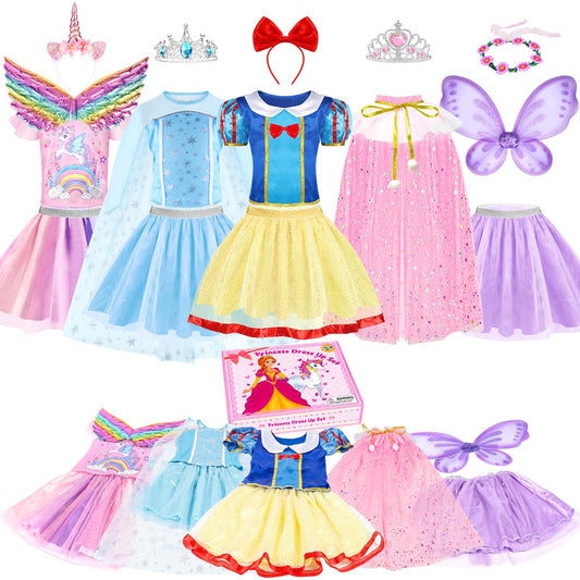 EULRGAUS princess dress yellow theme with headband, ideal for imaginative play.