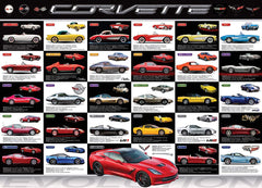 EuroGraphics Corvette Evolution blue puzzle pieces showing vintage through modern Corvette design, great for challenging sessions