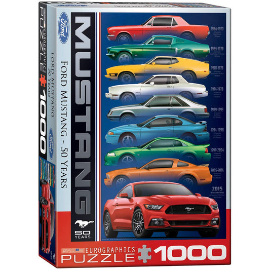 EuroGraphics Ford Mustang 50 Years box front, nostalgic gift for car fans.