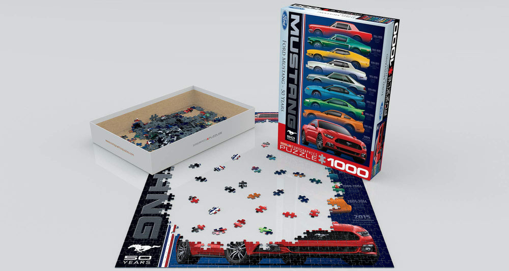 EuroGraphics Ford Mustang finished puzzle size displayed, ready to admire on a coffee table.