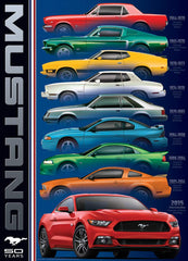 EuroGraphics Ford Mustang puzzle pieces spread, a challenging 1000-piece build for hobbyists.