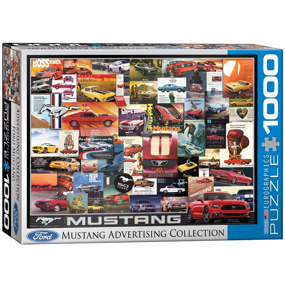 EuroGraphics Ford Mustang Vintage Ads box showcases sturdy packaging for safe storage