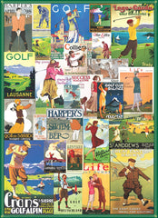EuroGraphics Golf Around the World puzzle pieces spread, inviting hands-on play and cozy evenings.