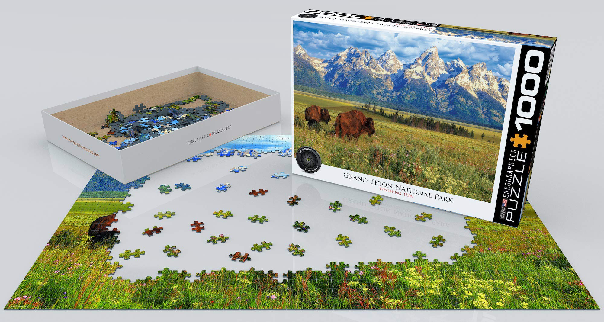 EuroGraphics Grand Teton puzzle box displays durable, USA-made pieces for reliable puzzling sessions.