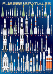 Finished EuroGraphics Space Rockets puzzle shown, ideal for family puzzle nights.