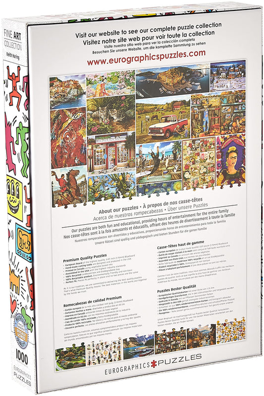 EuroGraphics Keith Haring puzzle pieces laid out, promising smooth interlock and satisfying assembly.
