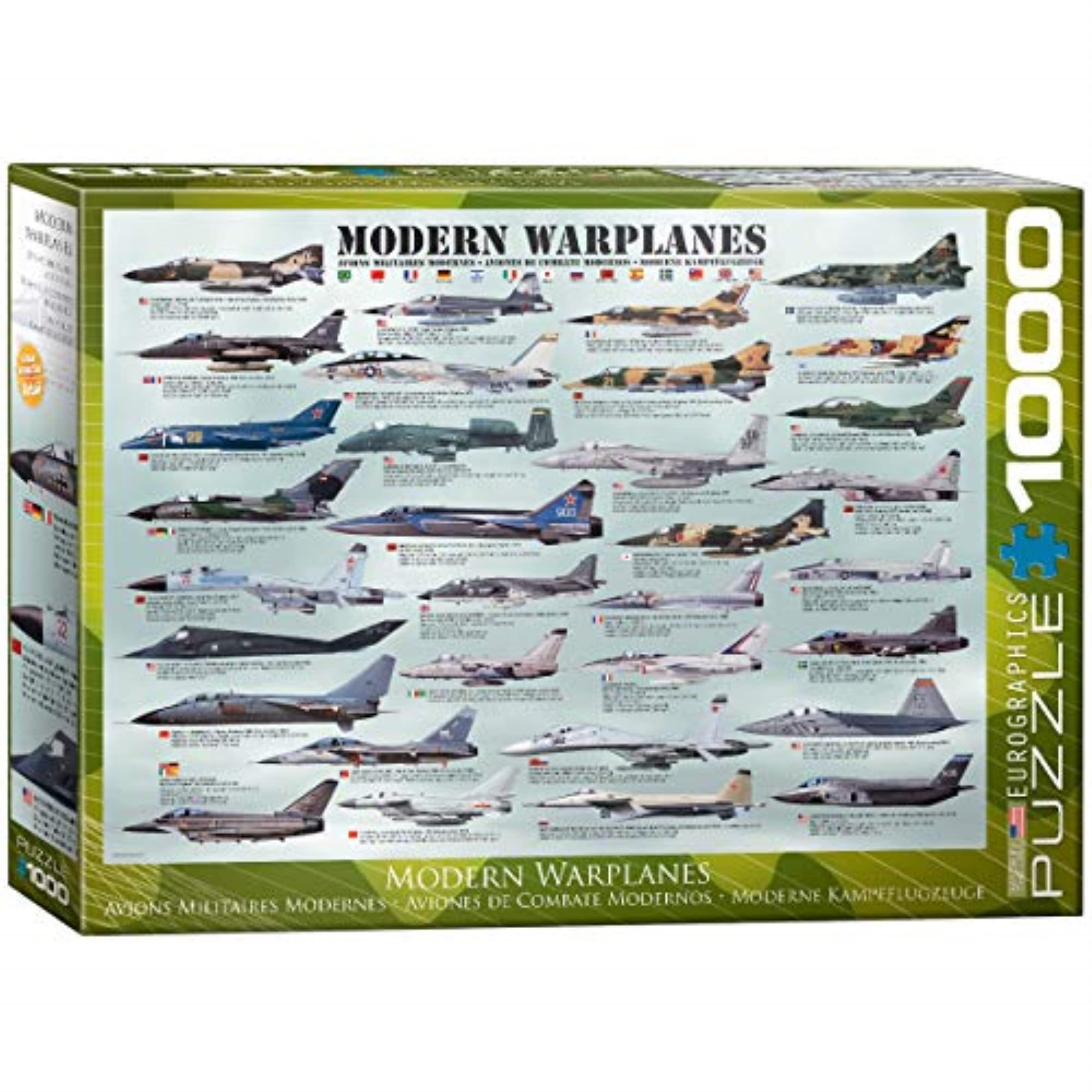 EuroGraphics Modern Warplanes puzzle box front, appealing to aviation fans with a premium eco-friendly design.