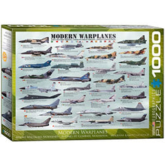 EuroGraphics Modern Warplanes puzzle box front, appealing to aviation fans with a premium eco-friendly design.