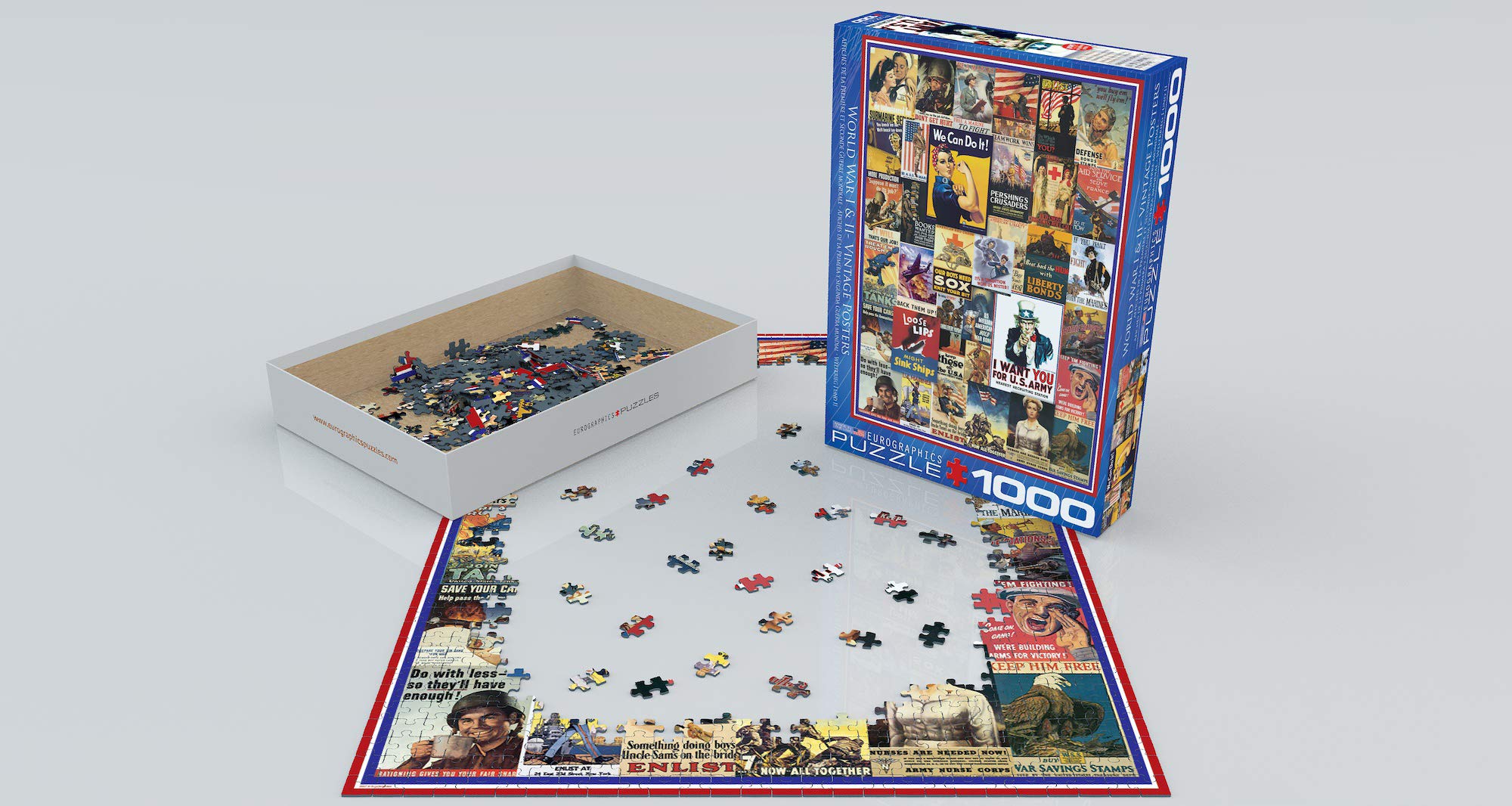 EuroGraphics puzzle box for WWI and WWII posters, ready to gift or display.