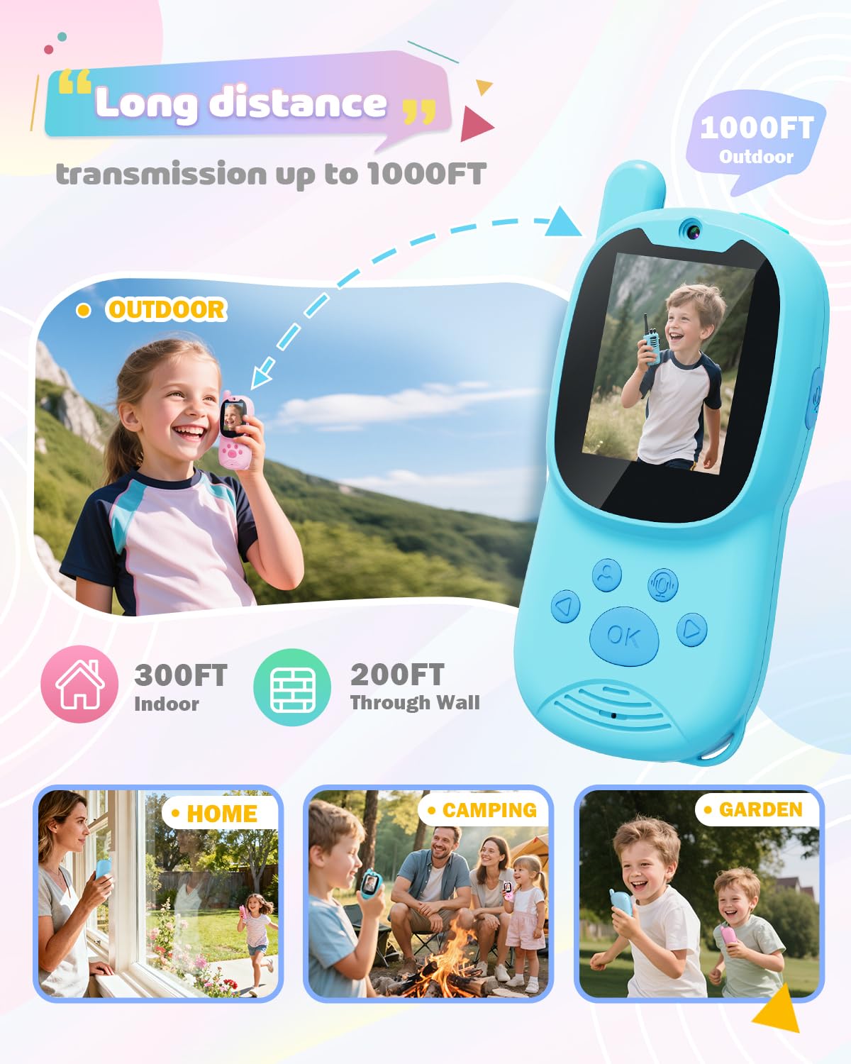 Eveedo video walkie talkie pink in use demonstrates easy sharing